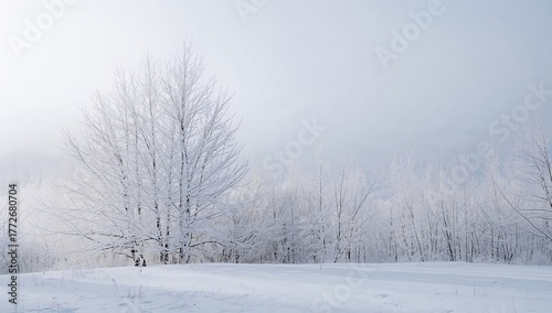 Wallpaper Mural Frosted tree branches against a winter landscape, highlighting seasonal change Torontodigital.ca