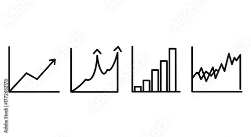Hand drawn financial charts showing growth analysis and business trends vector