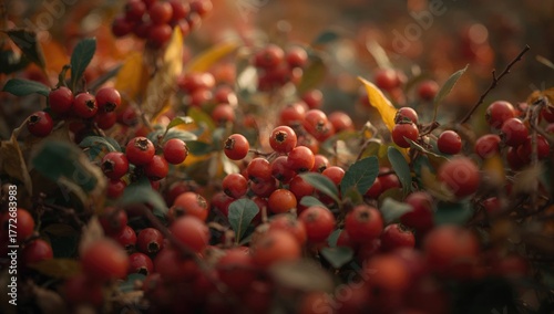 Bright crimson fruits