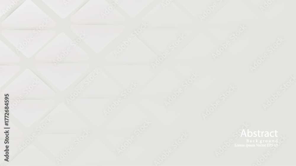 Obraz premium Description: Minimalist white geometric background featuring repeating 3D diamond shapes with soft shadows and clean lines. Modern abstract texture