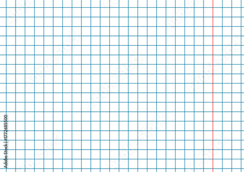 Grid Paper With Red Margins In Horizontal Orientation In Vector Eps