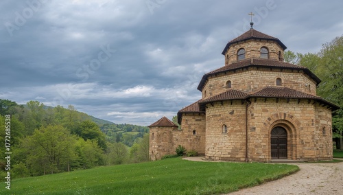 Historic Monastic Complex and Eastern Orthodox Church Renowned for Its Cultural Significance. A UNESCO Heritage Landmark Featuring Classic Architecture, Gardens, and Marble Elements.