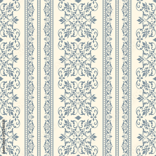 Striped Damask modern seamless pattern element. Vintage classical old fashioned damask ornament, seamless texture for wallpapers, textile.