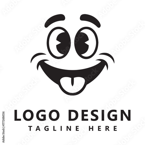 Logo Design Featuring Playful Cartoon Face with Tongue Out