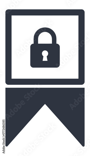 Secure Bookmark Flag Icon Indicating Protected Content or Data Privacy Minimal Vector Graphic