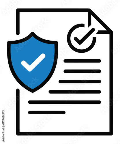 Protected Document Icon with Shield and Checkmark Verified Contract Security