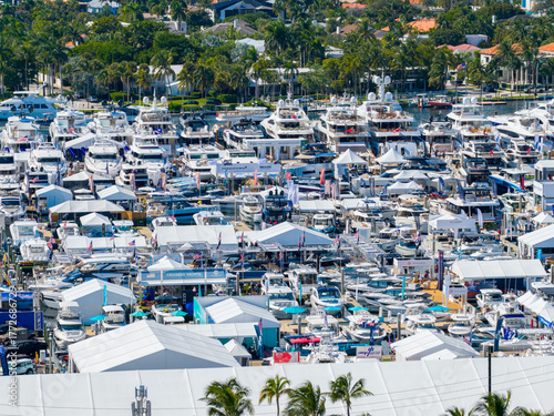 Aerial telephoto photo of the 2025 Fort Lauderdale International Boat Show