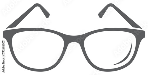 Simple grayscale vector icon of modern reading glasses or spectacles isolated on a white background