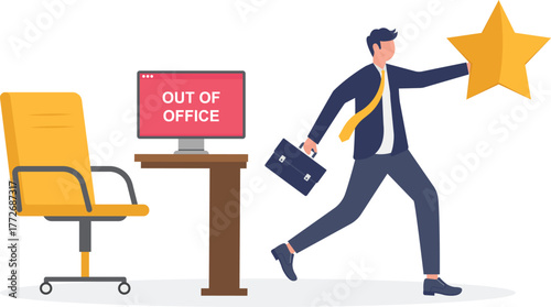 illustration of resigning from an office or company with strong individual quality
