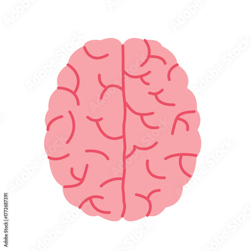 human brain icon, top view, symbolizing intelligence, creativity, thinking, and mental health- vector illustration