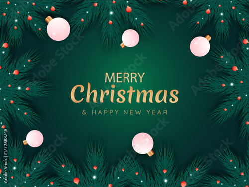 Merry christmas celebration background design, banner, poster, web header or greeting card design vector illustration.