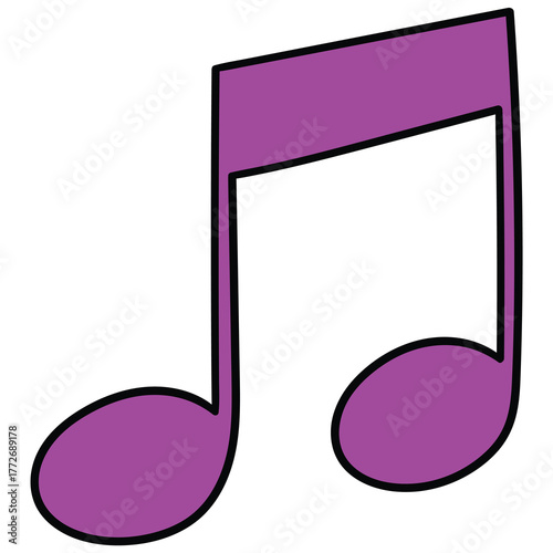 Hand-drawn cartoon purple musical note on a white background.
