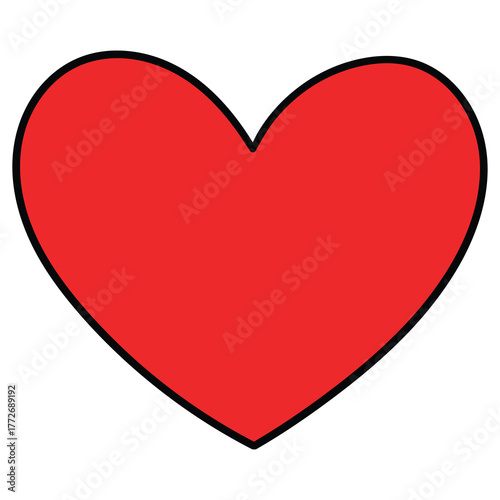 Hand-drawn cartoon red heart on a white background.