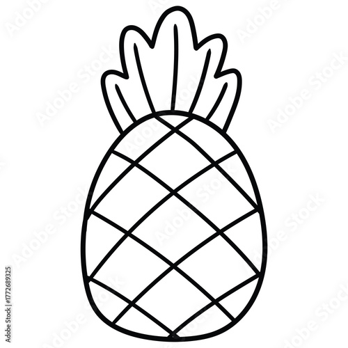 Hand-drawn doodle pineapple on a white background.