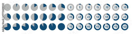 Circle pie chart diagram. Progress sectors. Flat process cycle. Pie chart set. Circle section graph. vector illustration, Eps 10