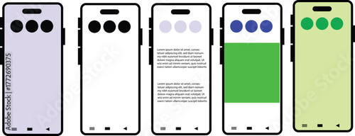 Vector illustration of a set of colored paper clips and pencils on a blank mobile screen for digital business communication