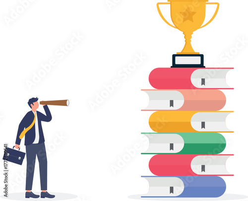 illustration of observing and analyzing opportunities to achieve business awards


