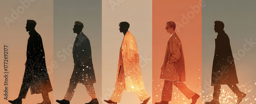 Colorful Abstract Fashion Illustrations of People, Modern Art Style