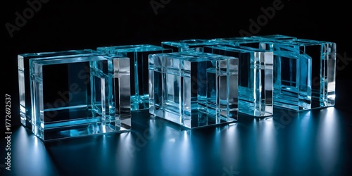 Stacked Blue Glass Cubes