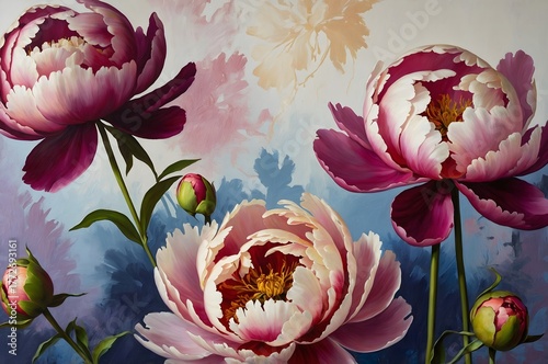 Peony Painting with Soft Pastel Tones