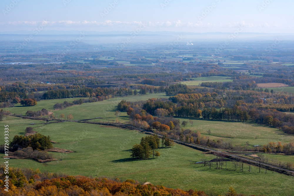 Naklejka premium Shimizu Maruyama Observatory Obihiro Hokkaido Japan 清水円山展望台 帯広 北海道 日本