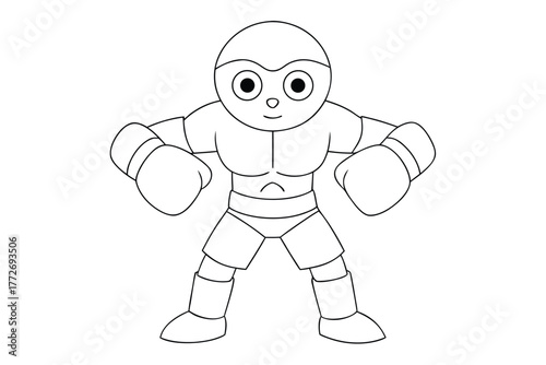 Cartoon boxer in a coloring book style