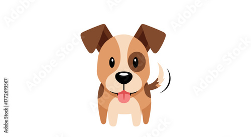 Cute cartoon dog waving tail illustration for pet lovers and children's designs and animal graphics vector art