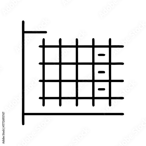 Simple grid chart concept with lines and axis representation  