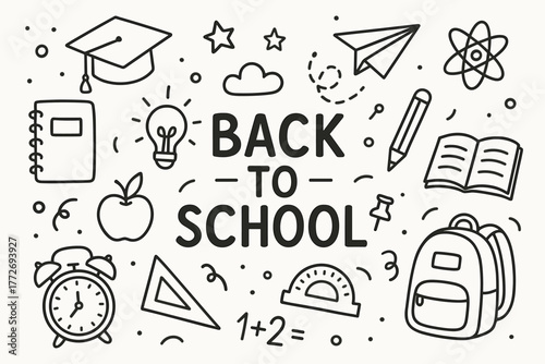 Back to school illustration with school supplies and learning elements  