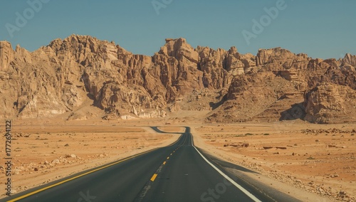Solitude and barrenness of arid rocky highlands in a desert region