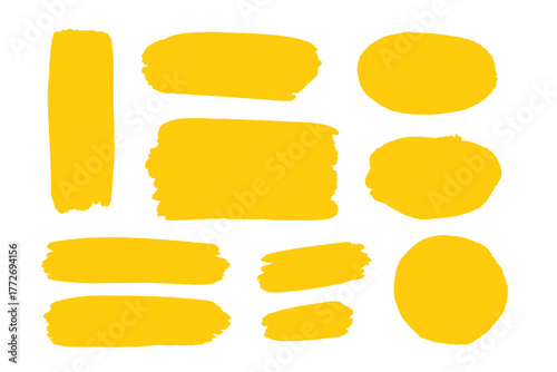 Yellow brush strokes on white background for graphic design purposes  