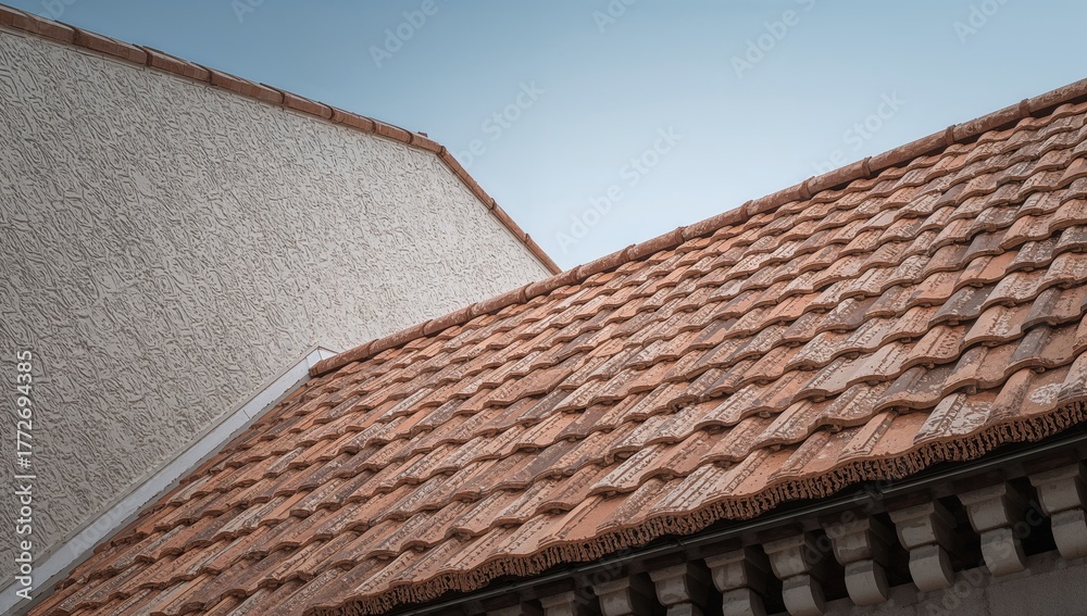 Naklejka premium Close-up of Roof Tiles Texture on a Structure