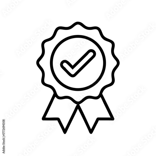 Approval stamp icon with checkmark on a circular badge design  