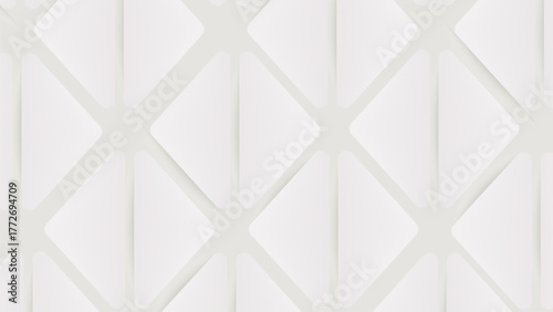 White Geometric Abstract Pattern with 3D Diamond Shapes and Soft Shadows. Modern Trendy design in Vector Illustration