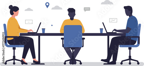 Teamwork and Collaboration in the Workplace A Modern Office Setup Illustraton