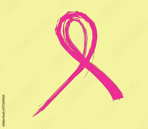 simple pink ribbon brush stroke illustration.eps