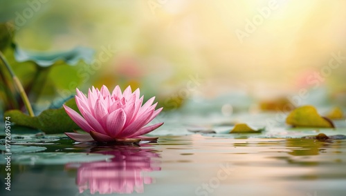Wallpaper Mural Background featuring pink water lily, ideal for editorial header design Torontodigital.ca