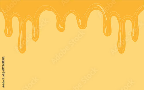 Melting cheese drip background. Smooth cheddar sauce pattern. Minimal liquid dairy splash texture for food design. Tasty snack topping abstract illustration wallpaper.