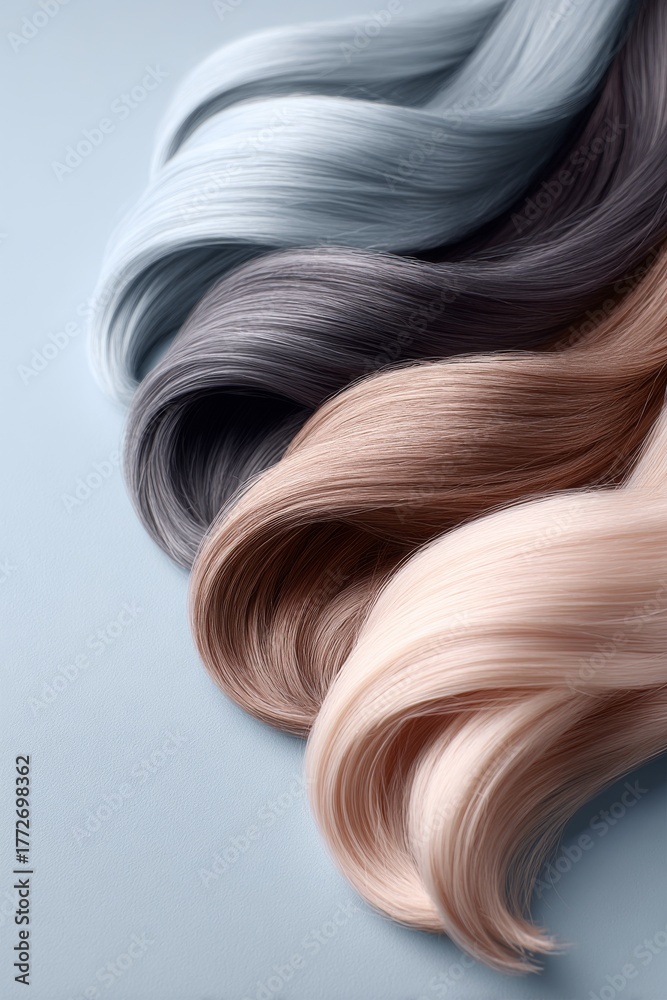 Naklejka premium close up samples of different colors of hair