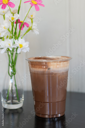 Premium cacao drink made from high-quality cocoa beans, mixed with milk and ice. Refreshing to drink.
