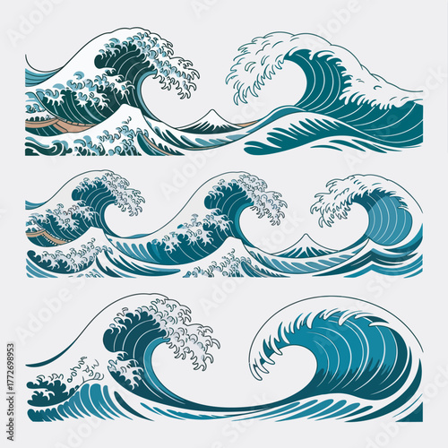 Seamless fish and wave pattern design