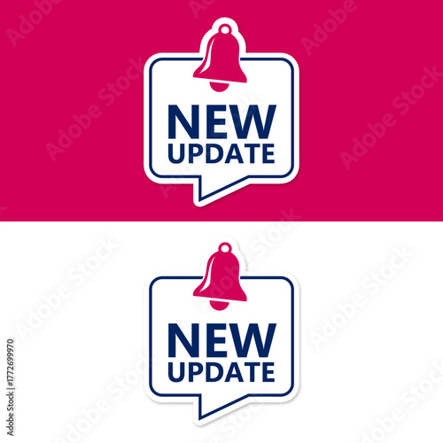 Bell sticker flat design banner for new update