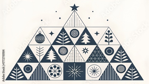 Minimalist Black & White Christmas Icon Grid – Reindeer, Gifts, Ornaments & Tree Silhouettes