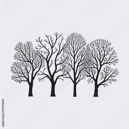 autumn tree silhouette vector illustration