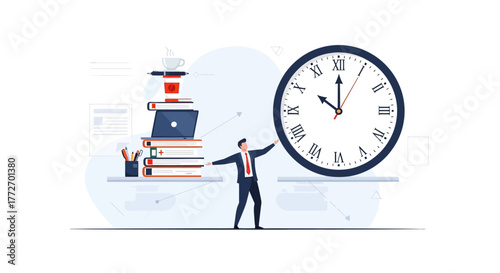 Time Management and Productivity Concept with Business Professional and Clock