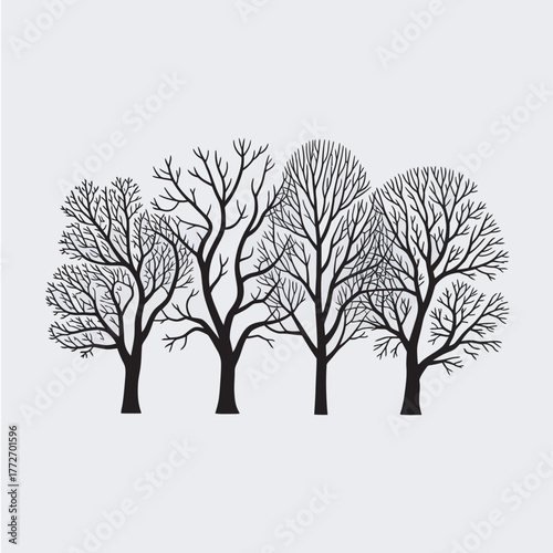 vector tree silhouette with leaves
