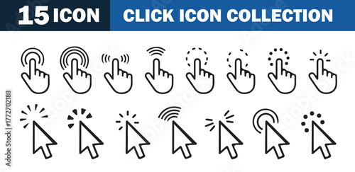 Click Gesture and Cursor Icon Pack – Modern Outline Style for Web an