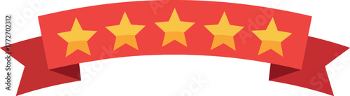 A red banner adorned with five golden stars, symbolizing achievement and excellence.