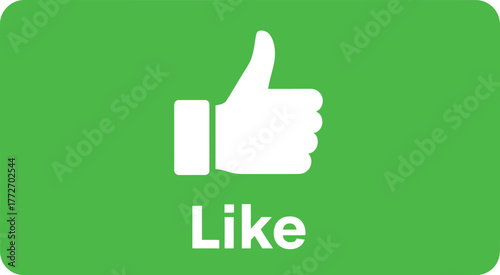 A white thumbs-up icon with the word 'Like' underneath, set against a bright green background, symbolizing approval and positive feedback.