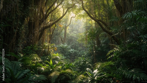 Lush wooded landscape in a mountainous region, showcasing seasonal change